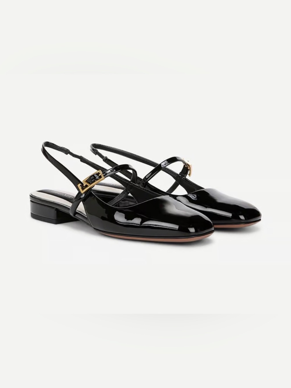Franco Sarto Destin Slingback Flats Black Patent Size 7 NIB